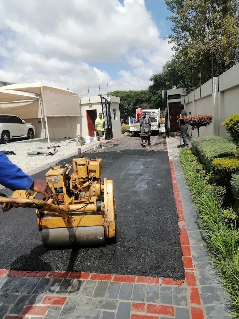 Road tar surfacing in progress