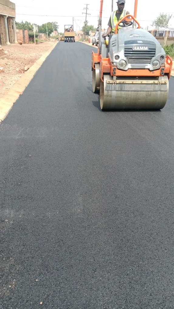 Residential driveway with tar surfacing - main view